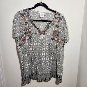 Knox Rose (Target) - Boho Print Top - Black, Oranges - XXL